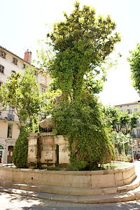 Fontaine moussue sur la place Puget