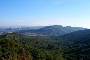 Vue en direction du village d'Eyguières